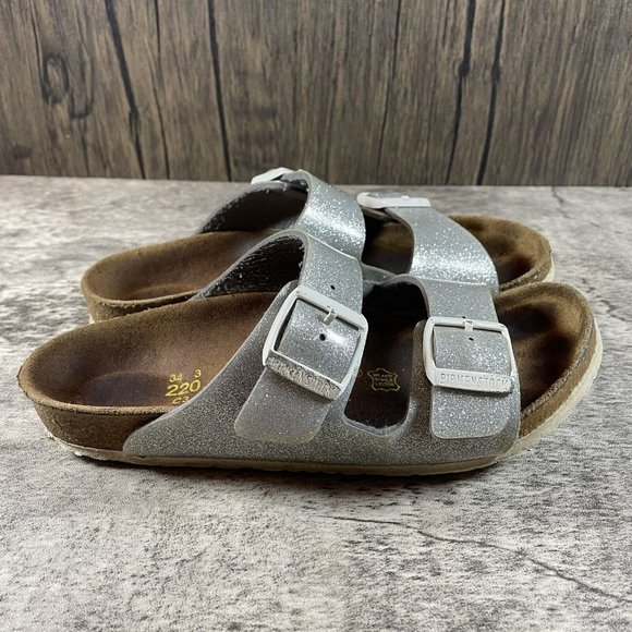 Birkenstock Womens Arizona Silver Glitter Leather EU Size 34  / US Size 3 - Picture 2 of 7